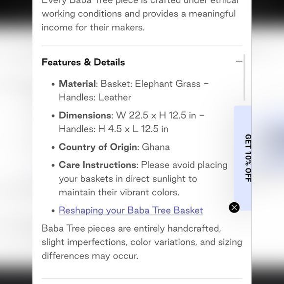 Baba Tree Handwoven Tan and Black Basket - Picture 5 of 6